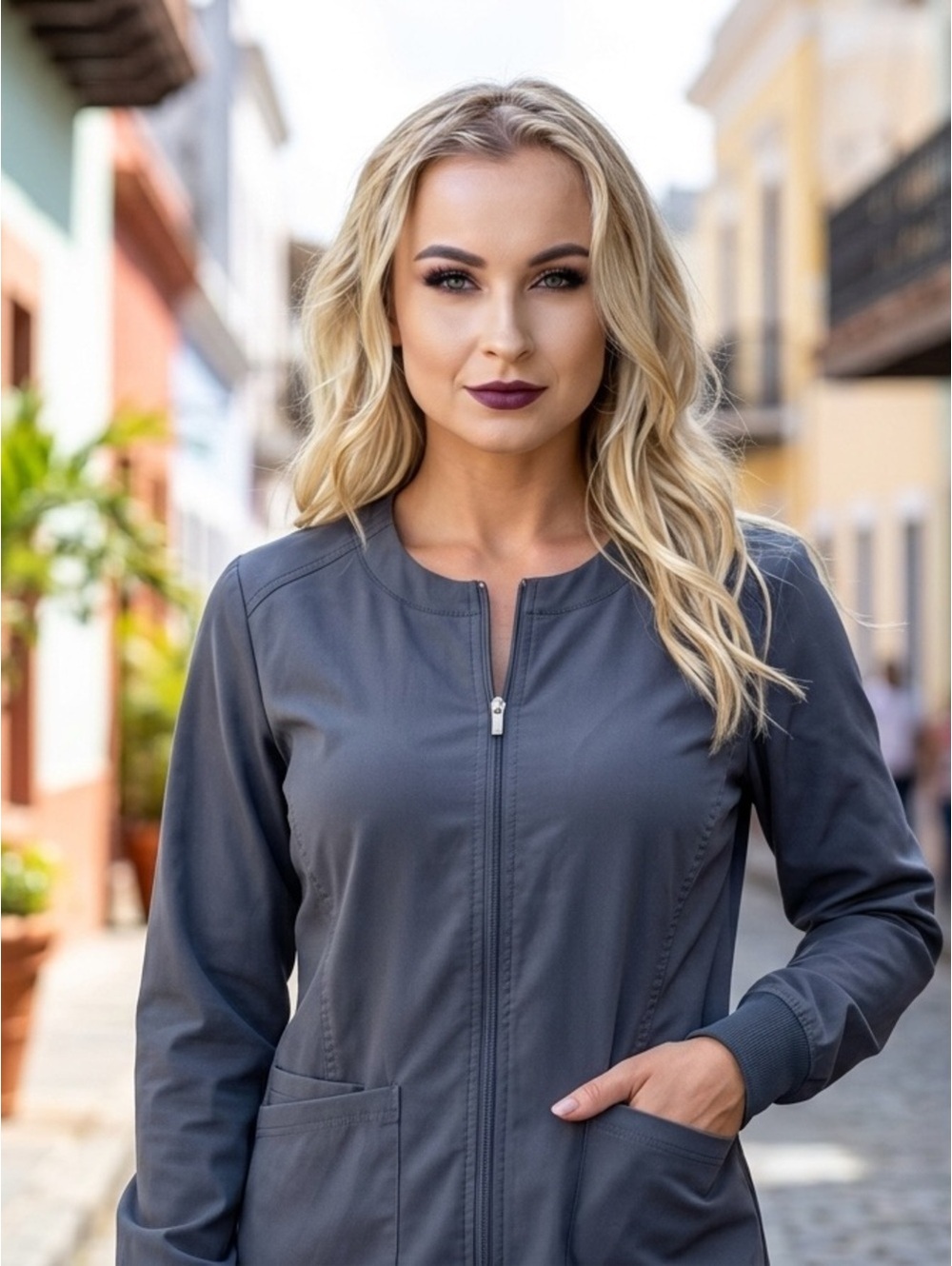 Small Greys Anatomy Professional Wear by Barco + Spandex Stretch Gray Scrub Coat
